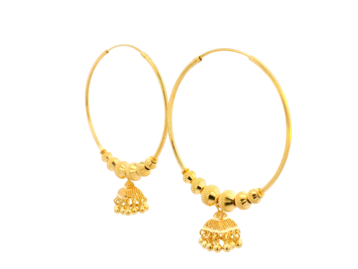 22K Yellow Gold Polished Hoop Earrings • 2.5 Inches