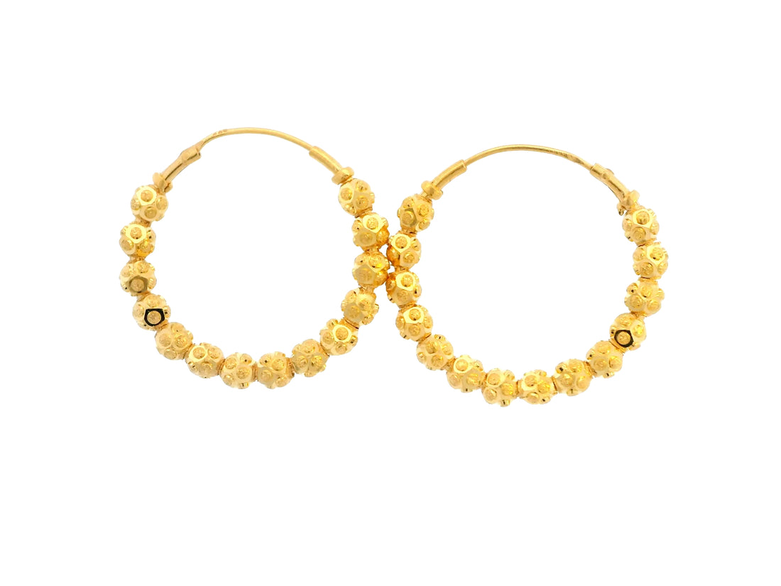 22K Yellow Gold Polished Hoop Earrings • 1.5 Inches