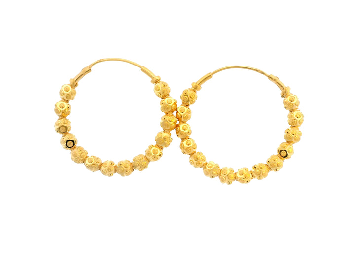 22K Yellow Gold Polished Hoop Earrings • 1.5 Inches