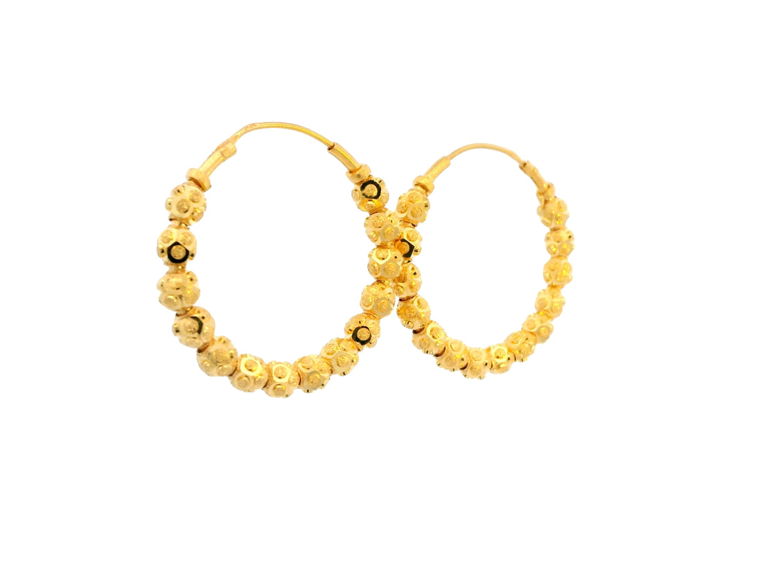 22K Yellow Gold Polished Hoop Earrings • 1.5 Inches