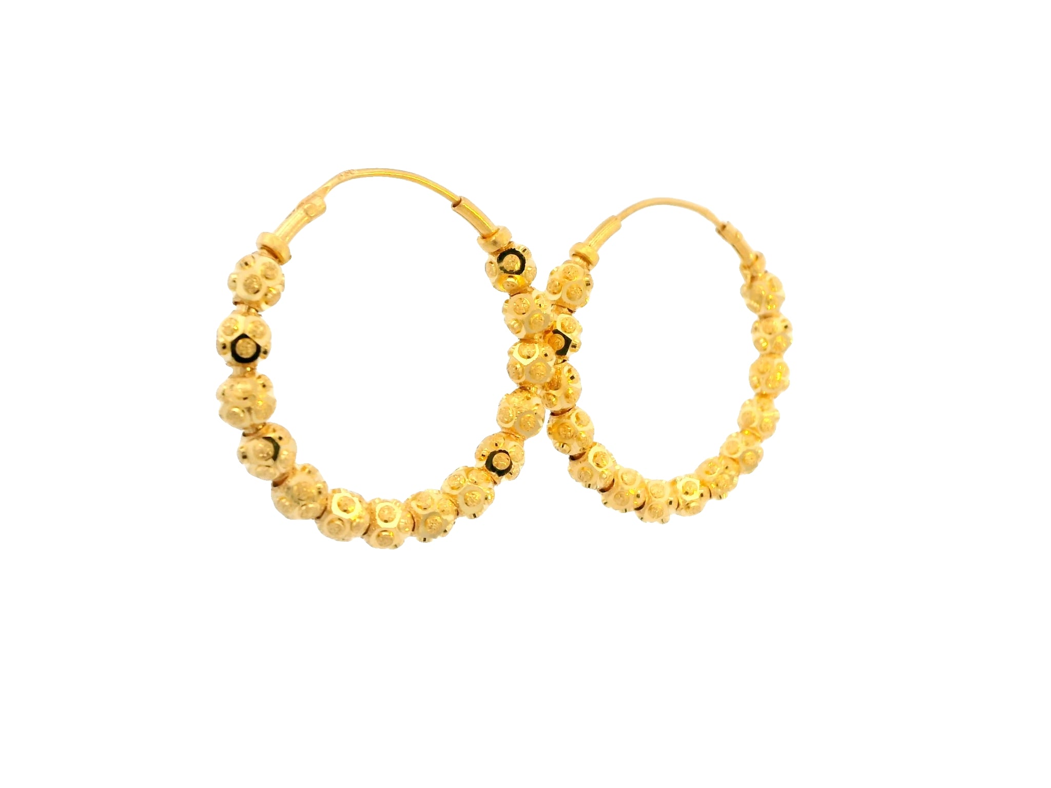 22K Yellow Gold Polished Hoop Earrings