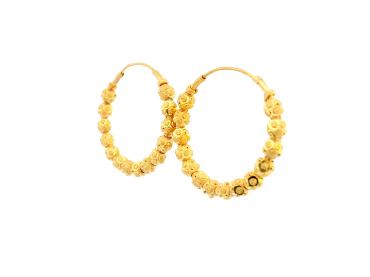 22K Yellow Gold Polished Hoop Earrings • 1.5 Inches