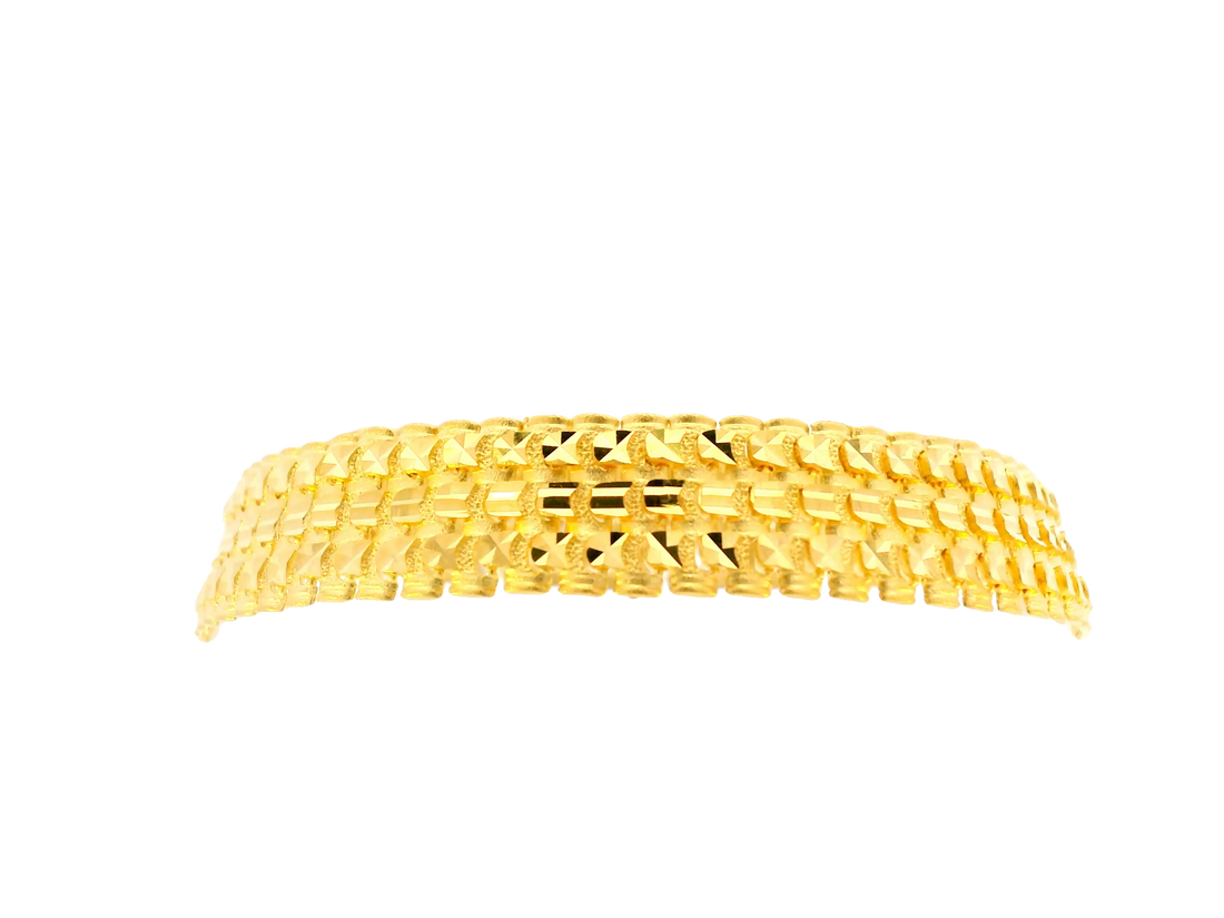 22K Yellow Gold Polished Bracelet with Open Box Lock • 8 Inches