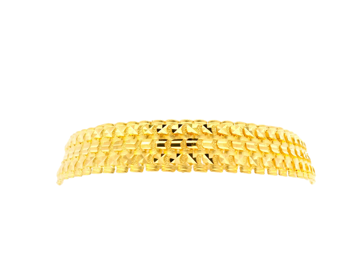 22K Yellow Gold Polished Bracelet with Open Box Lock • 8 Inches