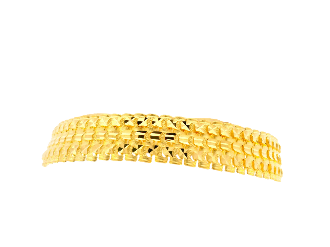 22K Yellow Gold Polished Bracelet with Open Box Lock • 8 Inches