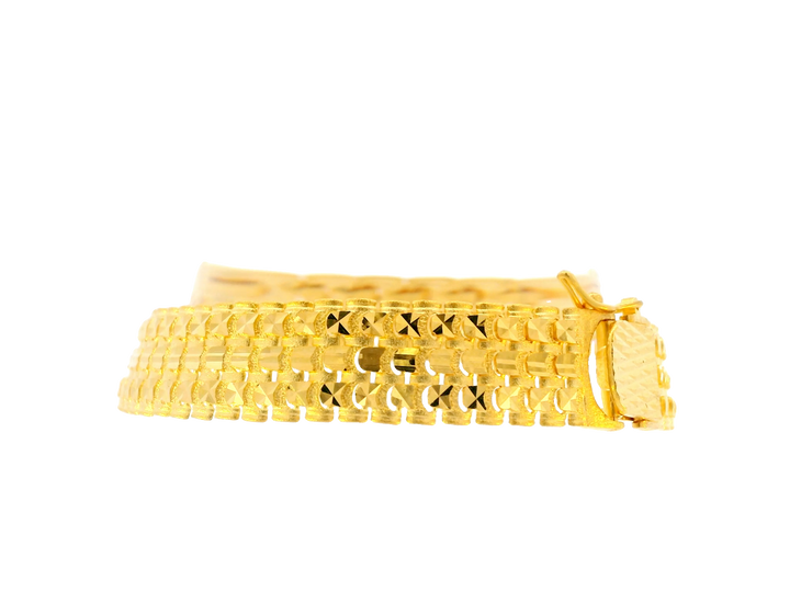 22K Yellow Gold Polished Bracelet with Open Box Lock • 8 Inches