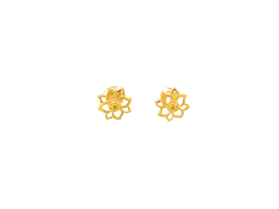 22K Yellow Gold Polished Stud Earrings with Flat Back