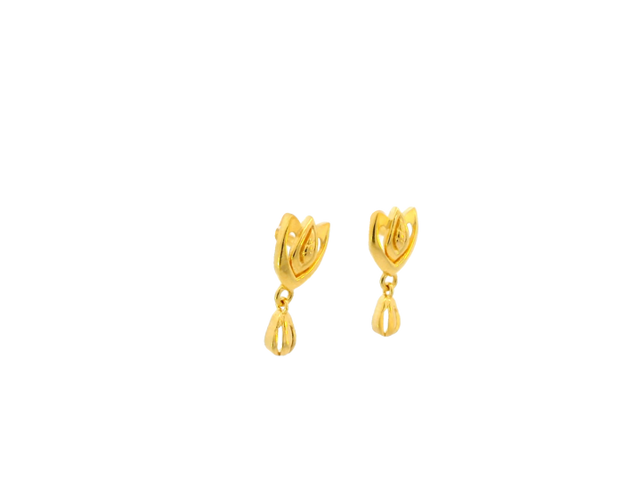 22K Yellow Gold Polished Stud Earrings with Flat Back
