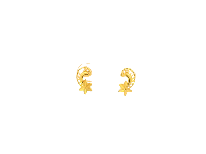 22K Yellow Gold Polished Stud Earrings with Flat Back