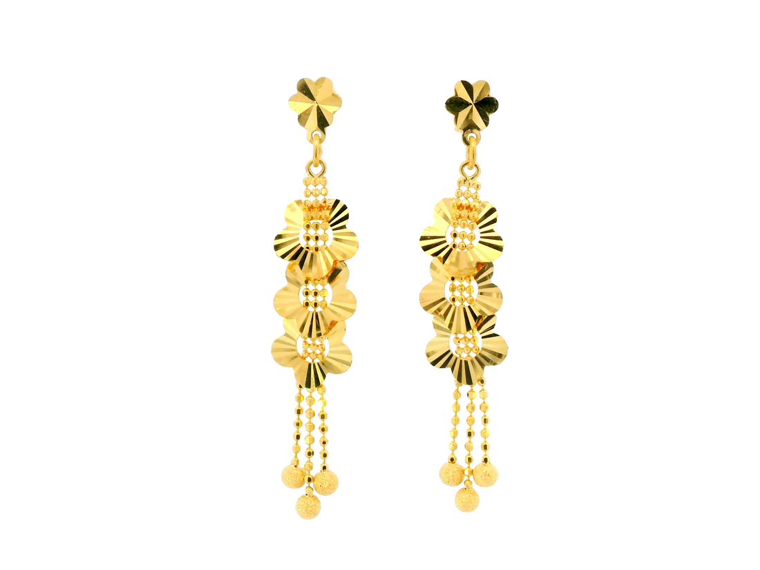 22K Yellow Gold Polished Hanging Earrings • 1.5 Inches