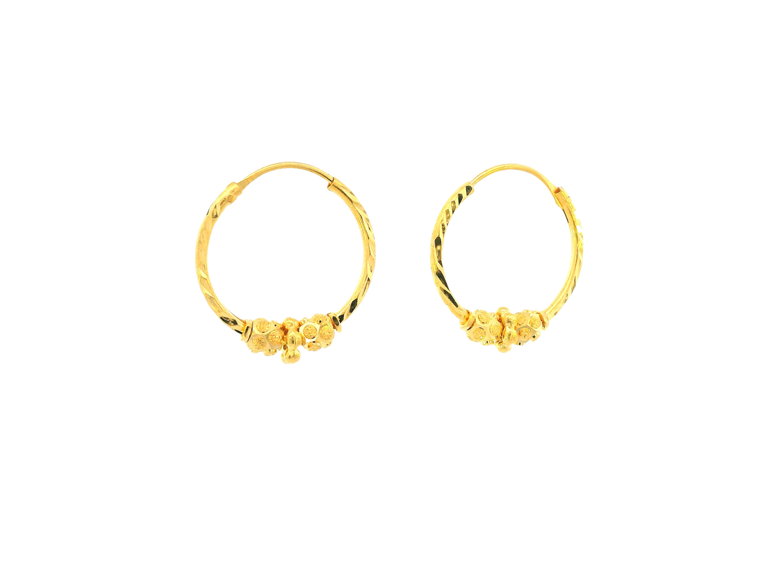 22K Yellow Gold Petite Hoop Earrings