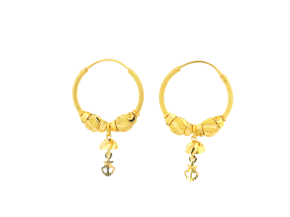 22K Yellow Gold Hoop Earrings