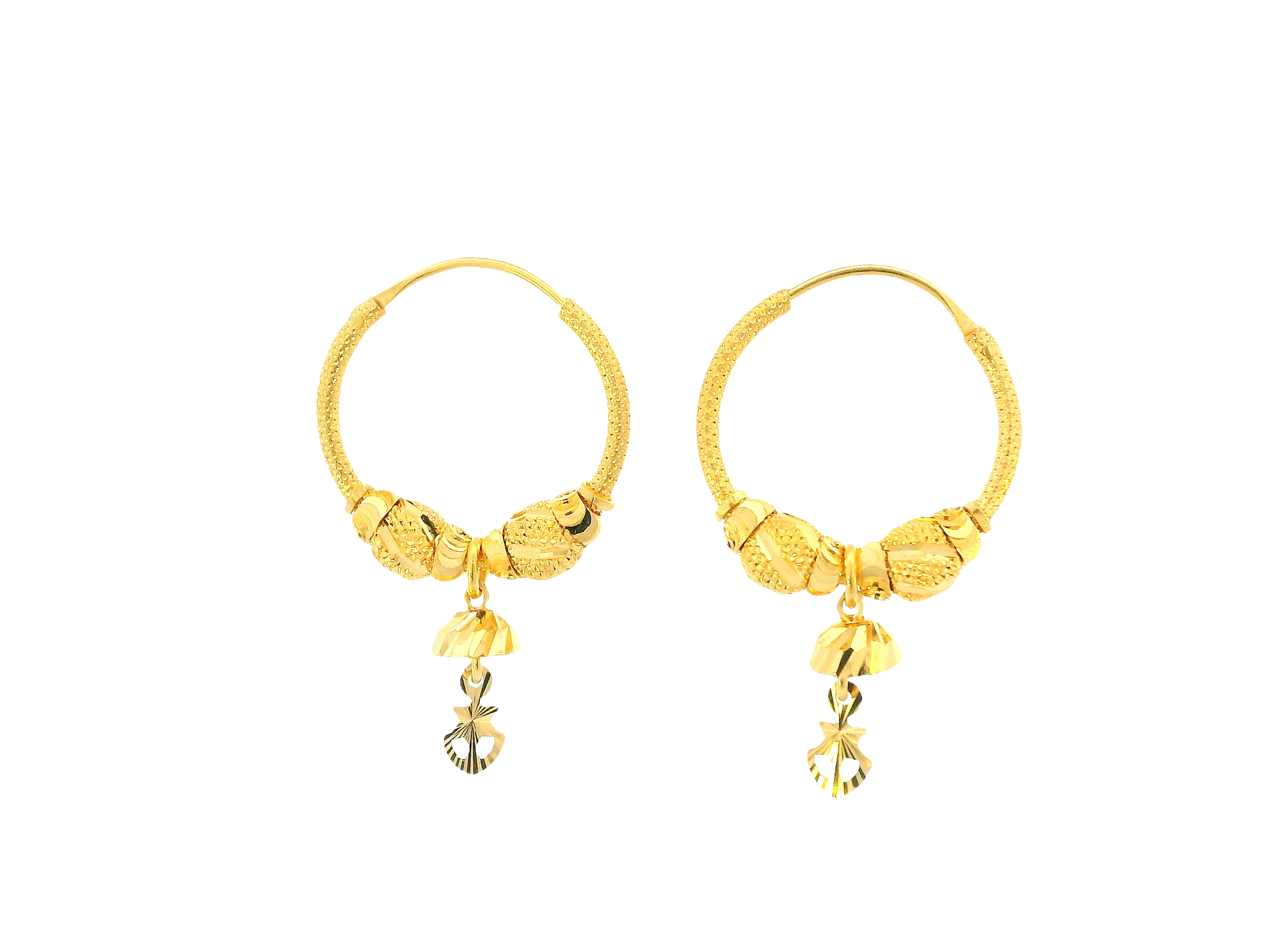 22K Yellow Gold Hoop Earrings
