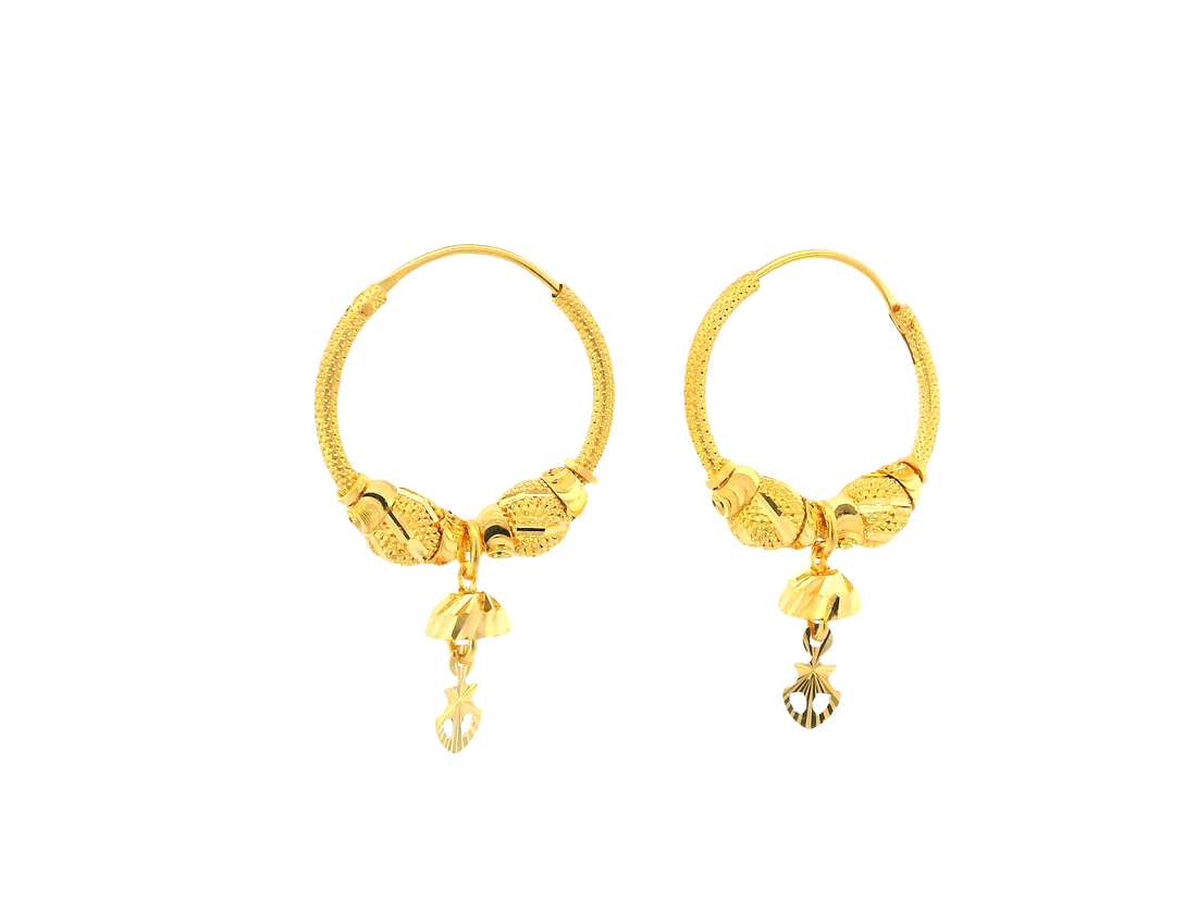 22K Yellow Gold Hoop Earrings