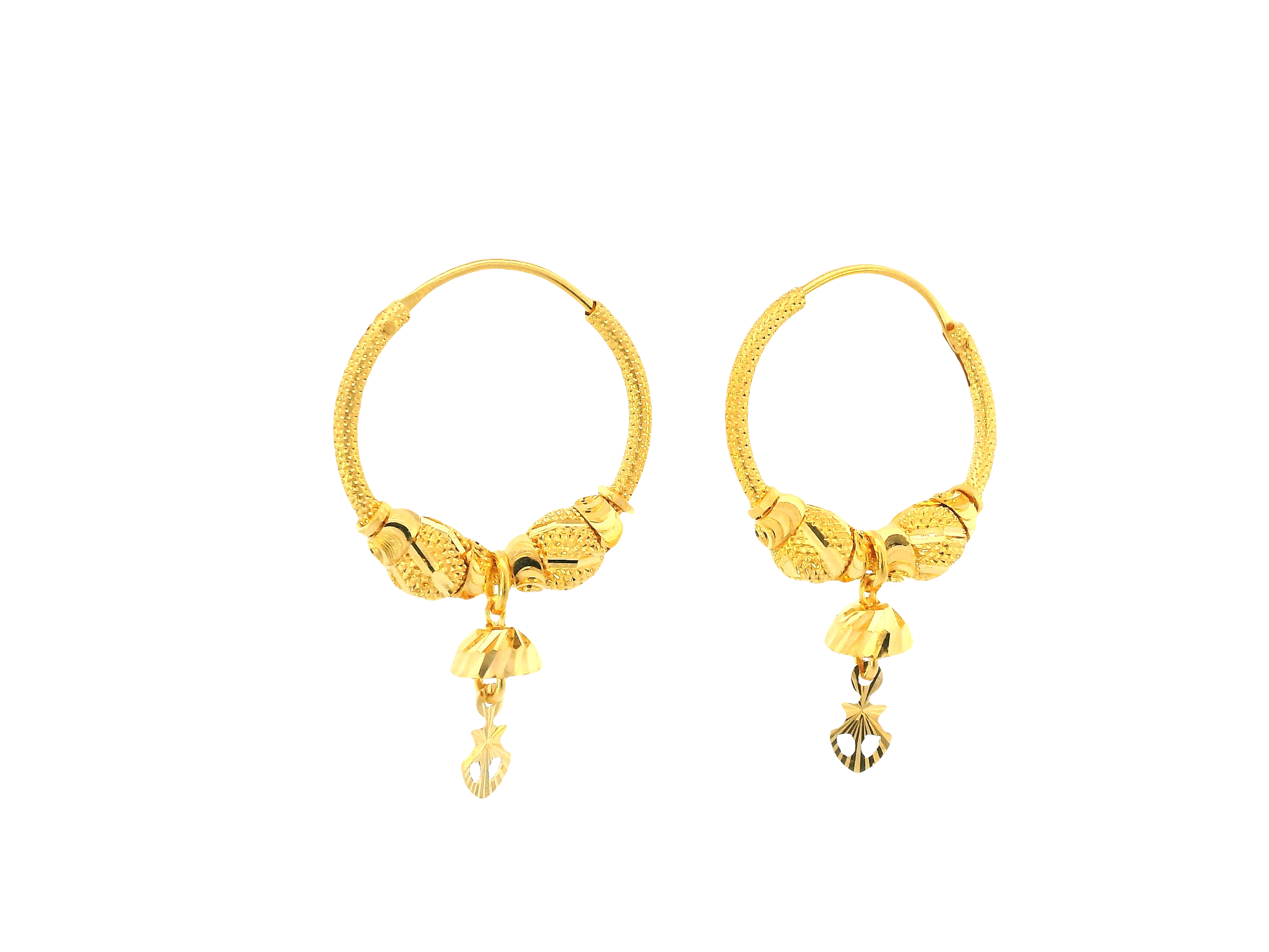 22K Yellow Gold Hoop Earrings