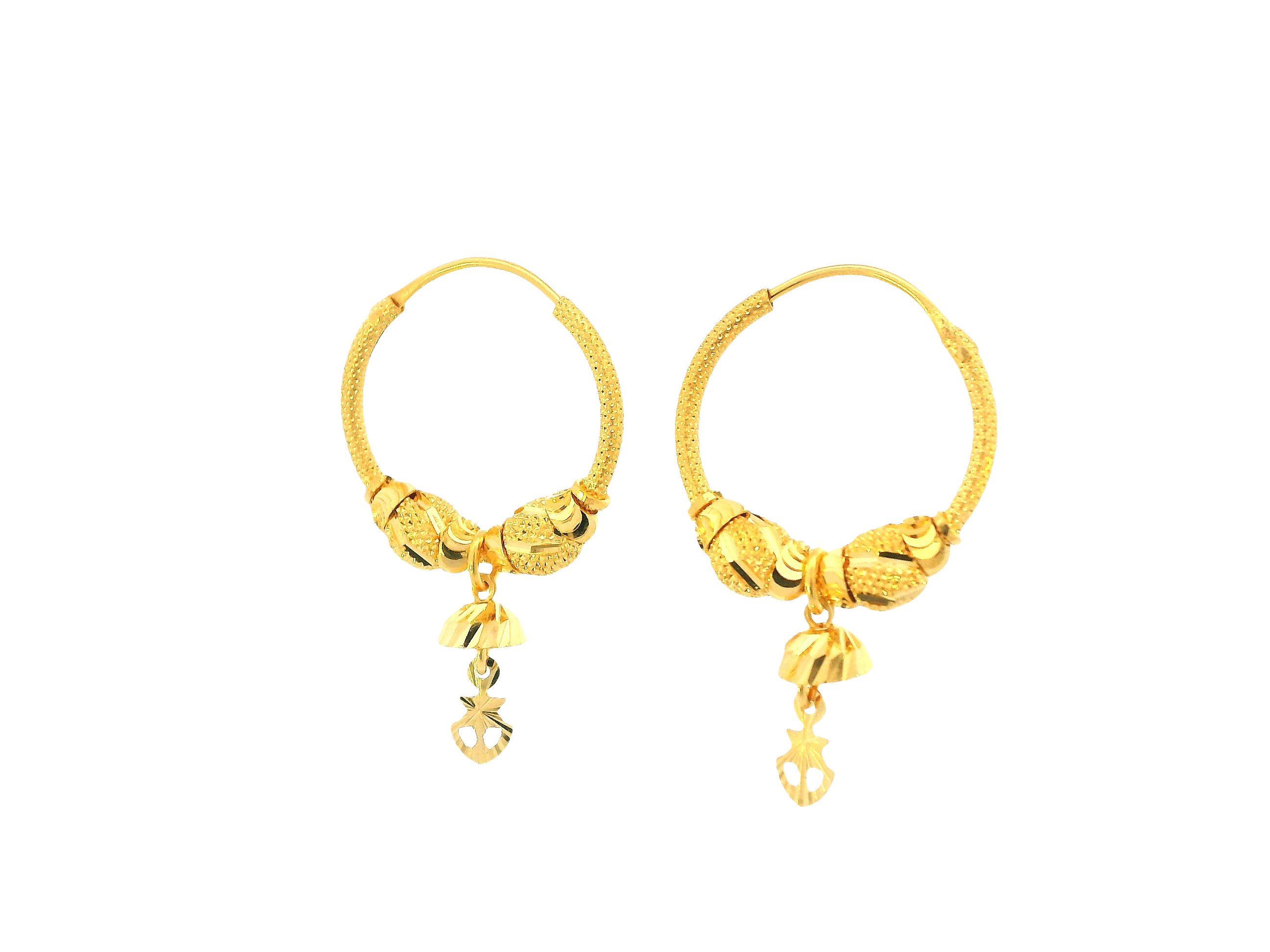 22K Yellow Gold Hoop Earrings