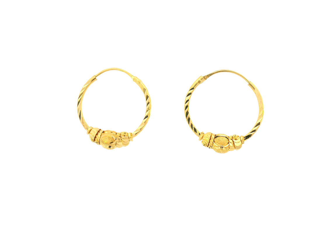 22K Yellow Gold Small Hoop Earrings