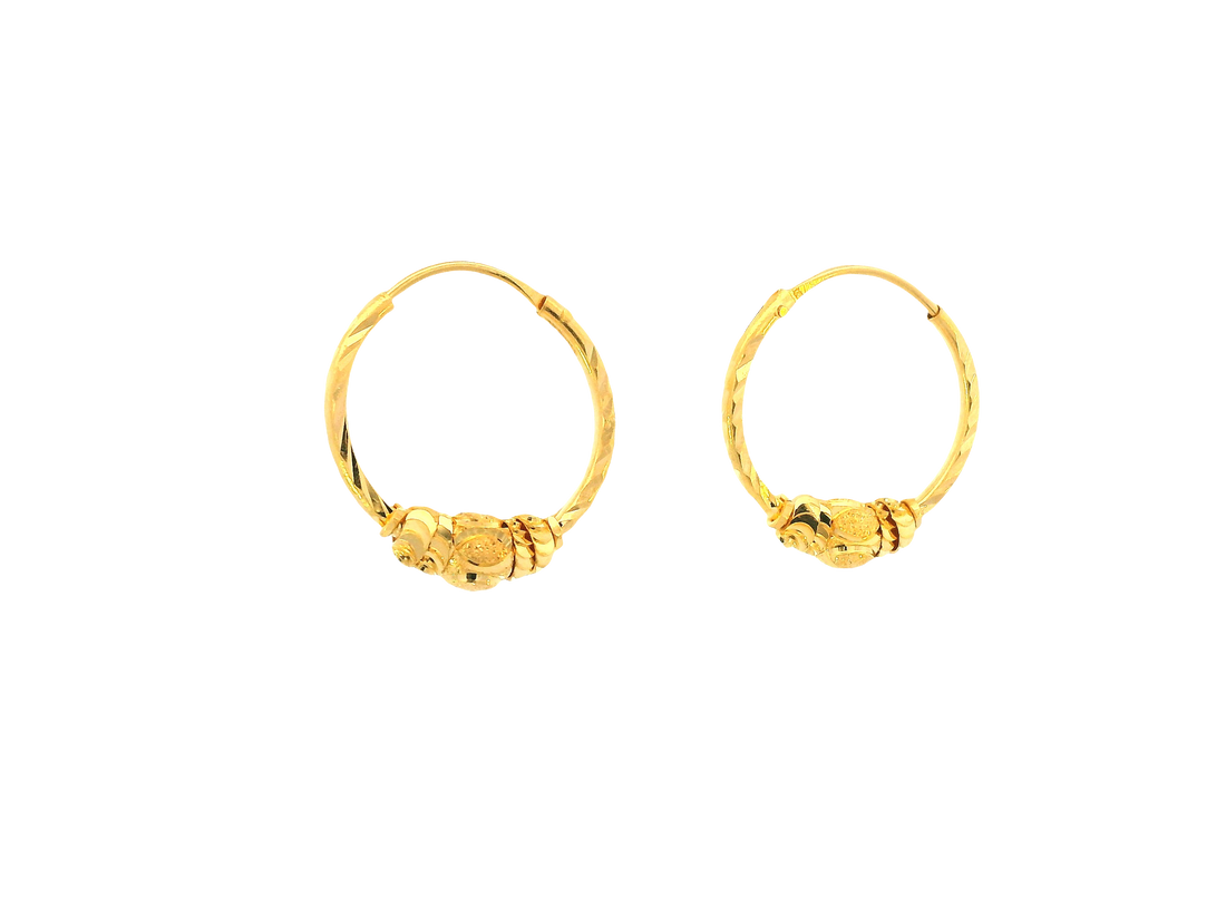 22K Yellow Gold Small Hoop Earrings