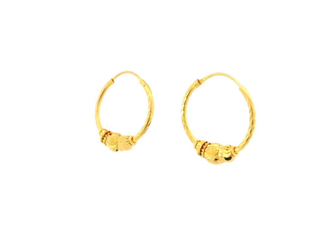 22K Yellow Gold Small Hoop Earrings