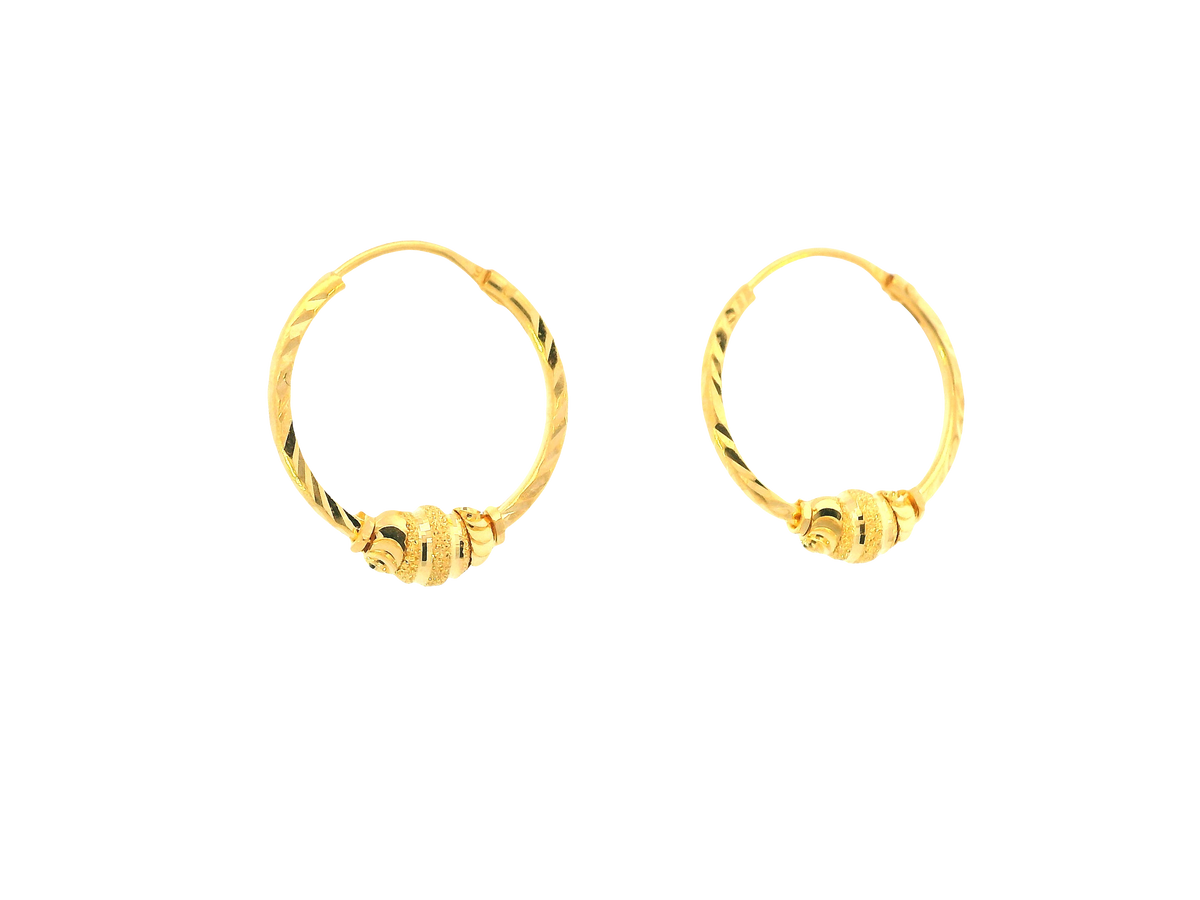 22K Yellow Gold Petite Hoop Earrings