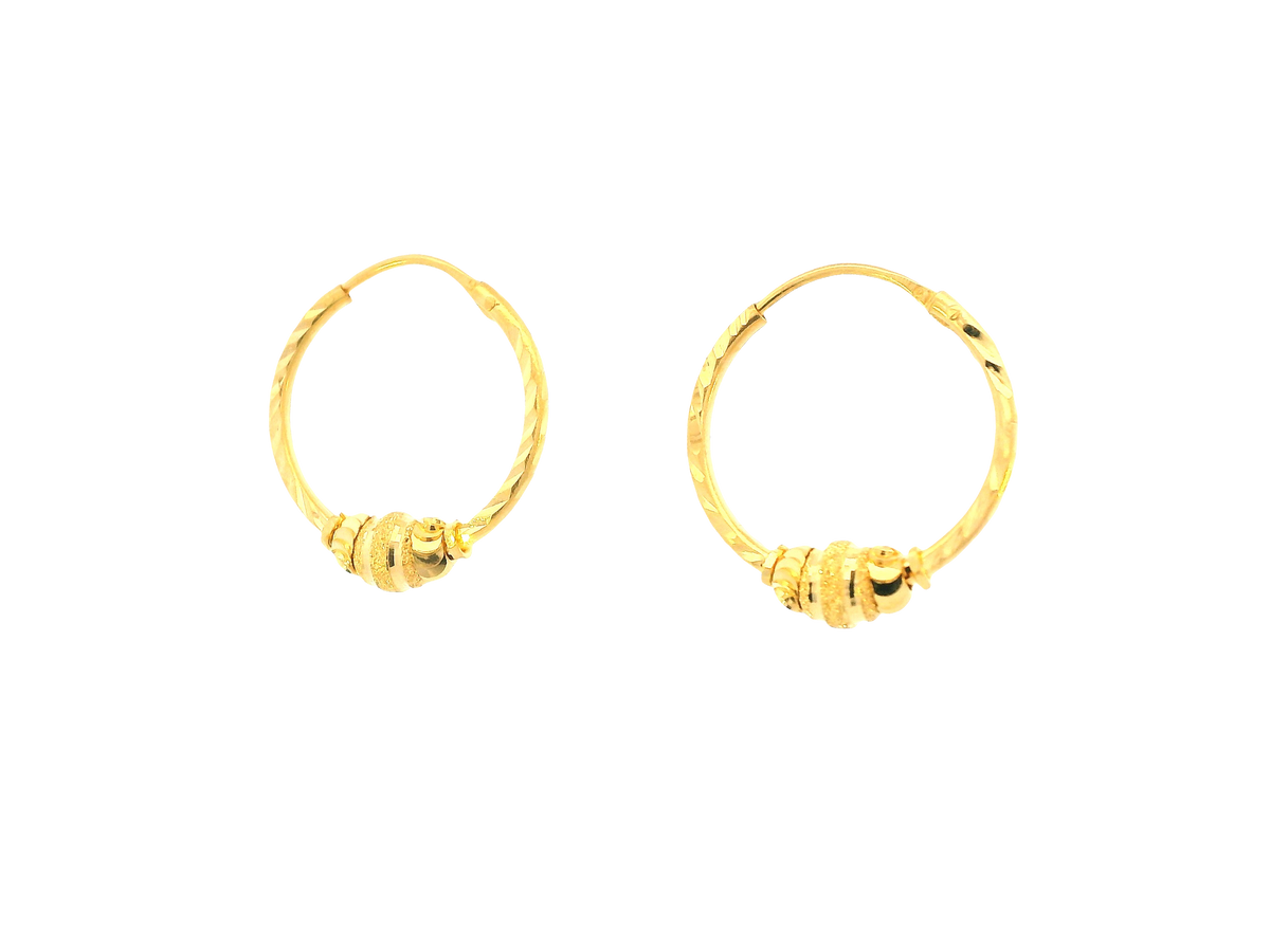 22K Yellow Gold Petite Hoop Earrings