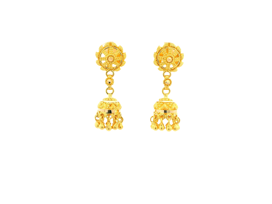 22K Yellow Gold Jhumki Earrings