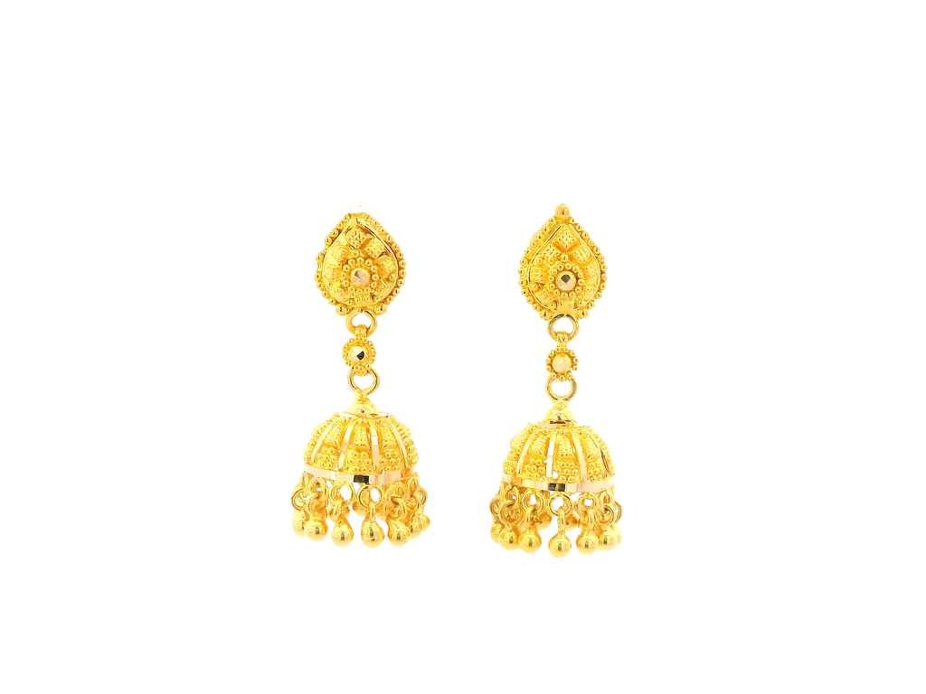22K Yellow Gold Jhumki Earrings