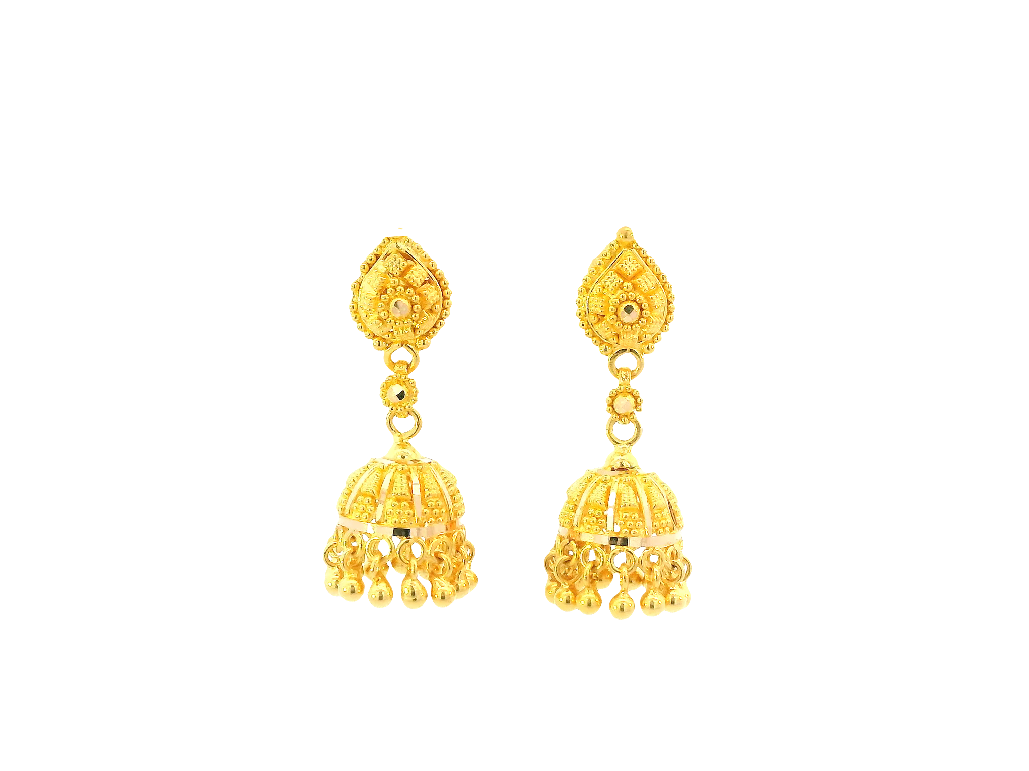 22K Yellow Gold Jhumki Earrings