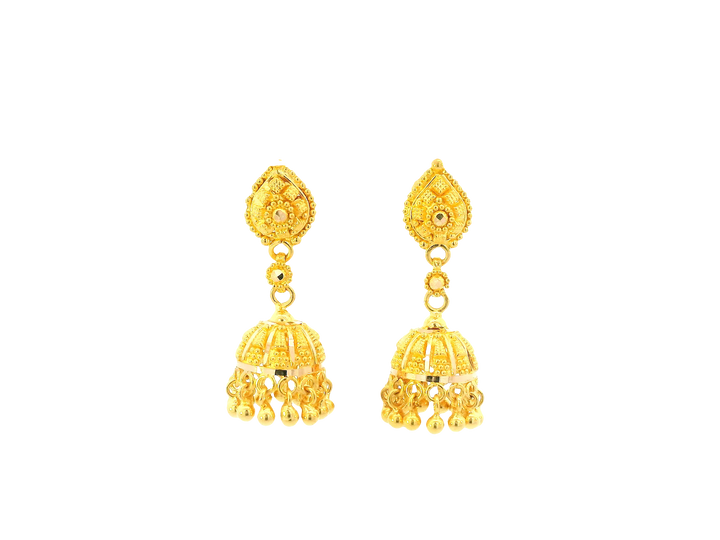 22K Yellow Gold Jhumki Earrings