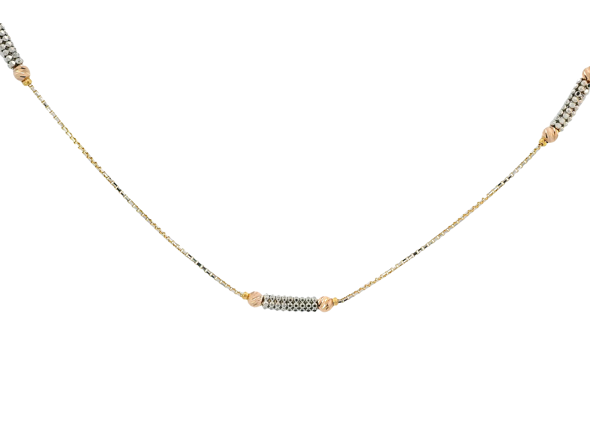 22K Tri-Color Gold Chain – Yellow, White &amp; Rose Gold