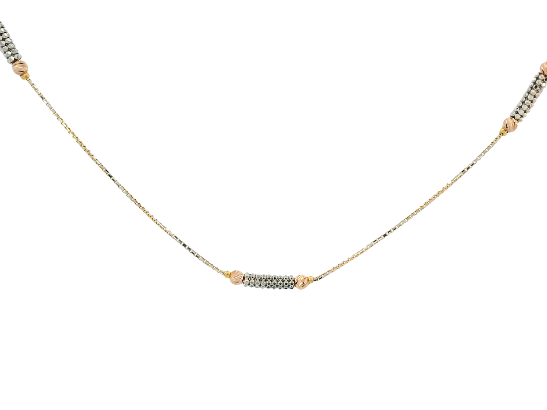 22K Tri-Color Gold Chain – Yellow, White &amp; Rose Gold