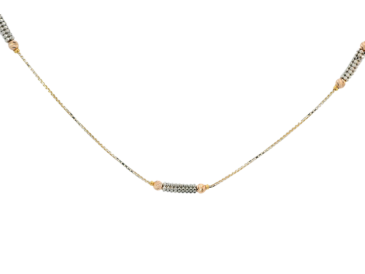 22K Tri-Color Gold Chain – Yellow, White &amp; Rose Gold