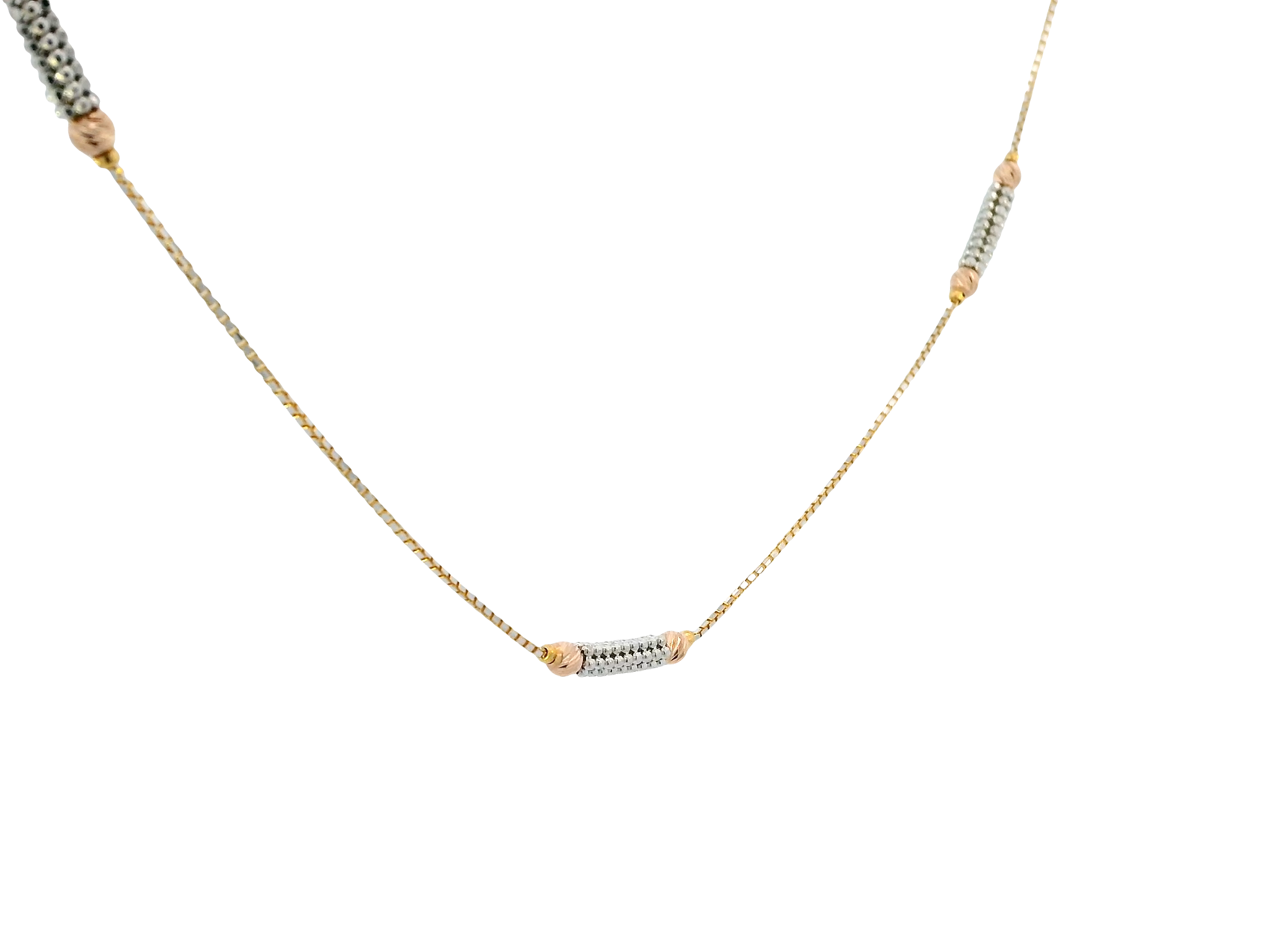 22K Tri-Color Gold Chain – Yellow, White &amp; Rose Gold