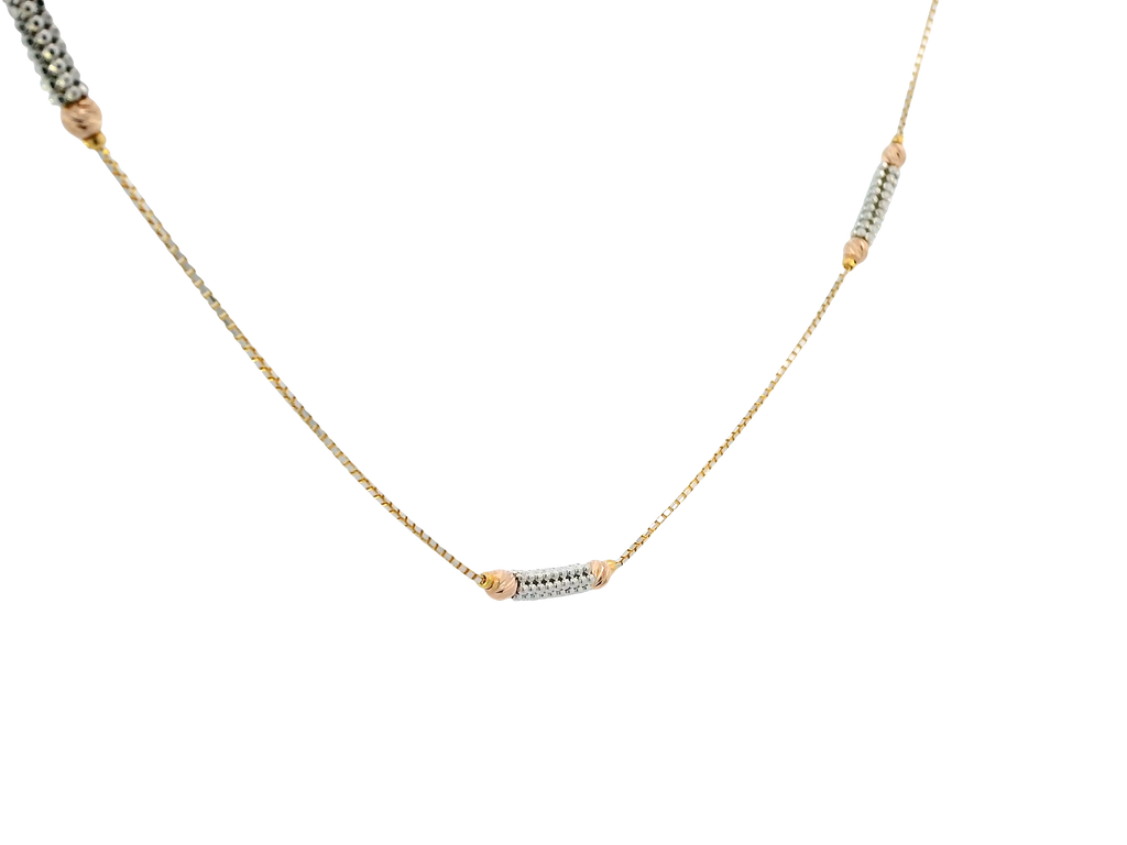 22K Tri-Color Gold Chain – Yellow, White &amp; Rose Gold
