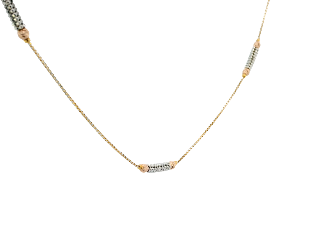 22K Tri-Color Gold Chain – Yellow, White &amp; Rose Gold