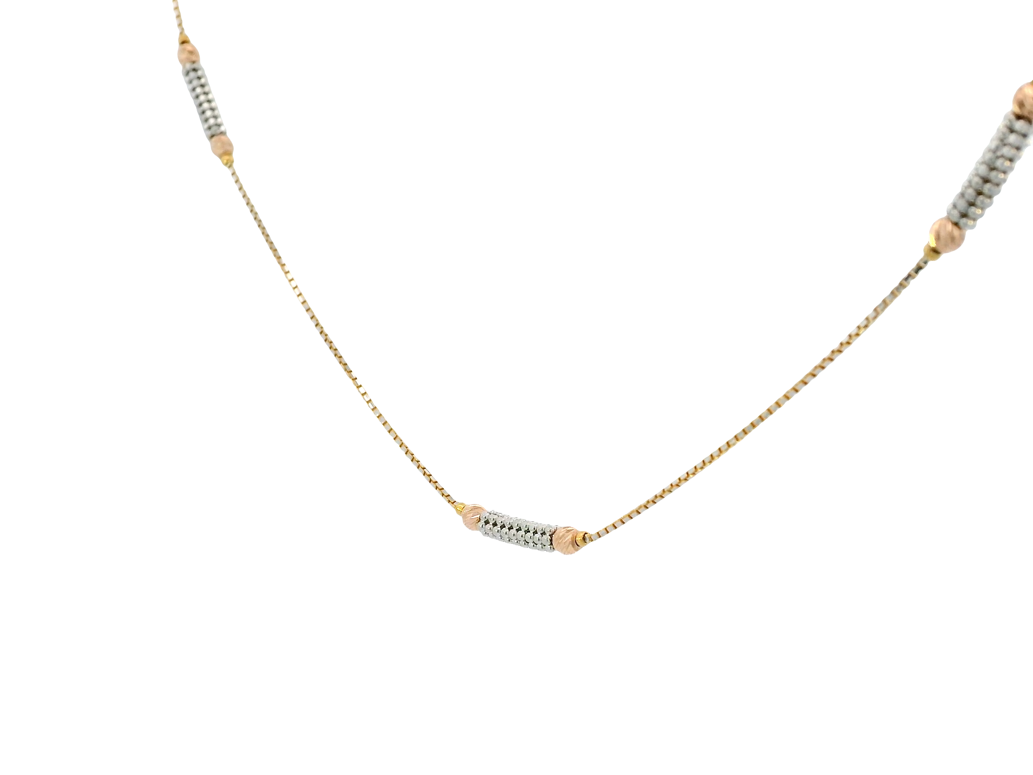 22K Tri-Color Gold Chain – Yellow, White &amp; Rose Gold