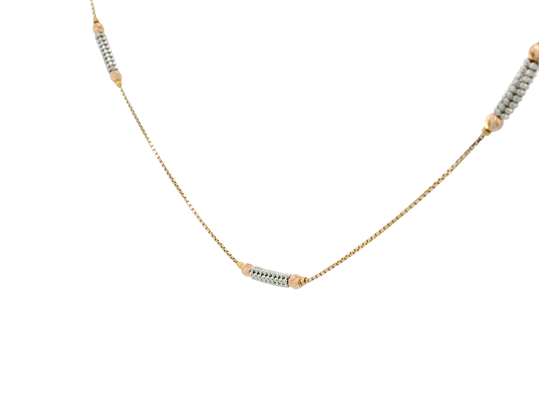 22K Tri-Color Gold Chain – Yellow, White &amp; Rose Gold