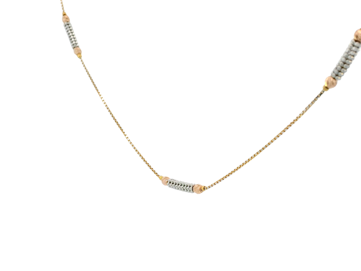 22K Tri-Color Gold Chain – Yellow, White &amp; Rose Gold