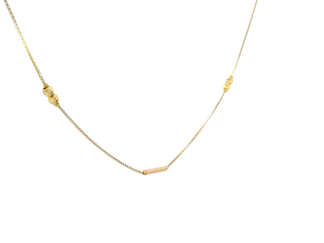 22K Tri-Color Gold Chain – Yellow, White &amp; Rose Gold