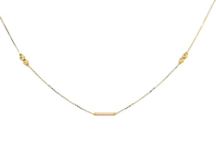 22K Tri-Color Gold Chain – Yellow, White &amp; Rose Gold