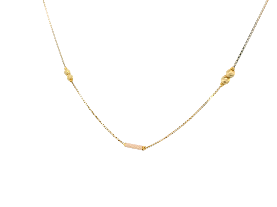 22K Tri-Color Gold Chain – Yellow, White &amp; Rose Gold