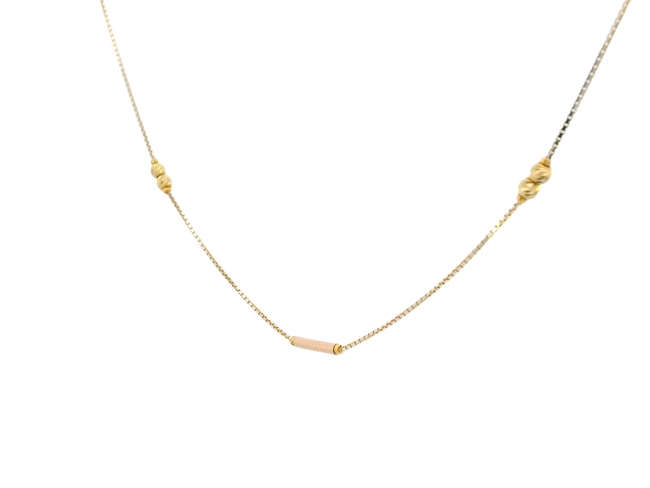 22K Tri-Color Gold Chain – Yellow, White &amp; Rose Gold