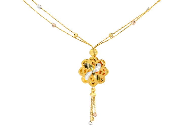 22K Tri-Color Gold Chain – Yellow, White &amp; Rose Gold