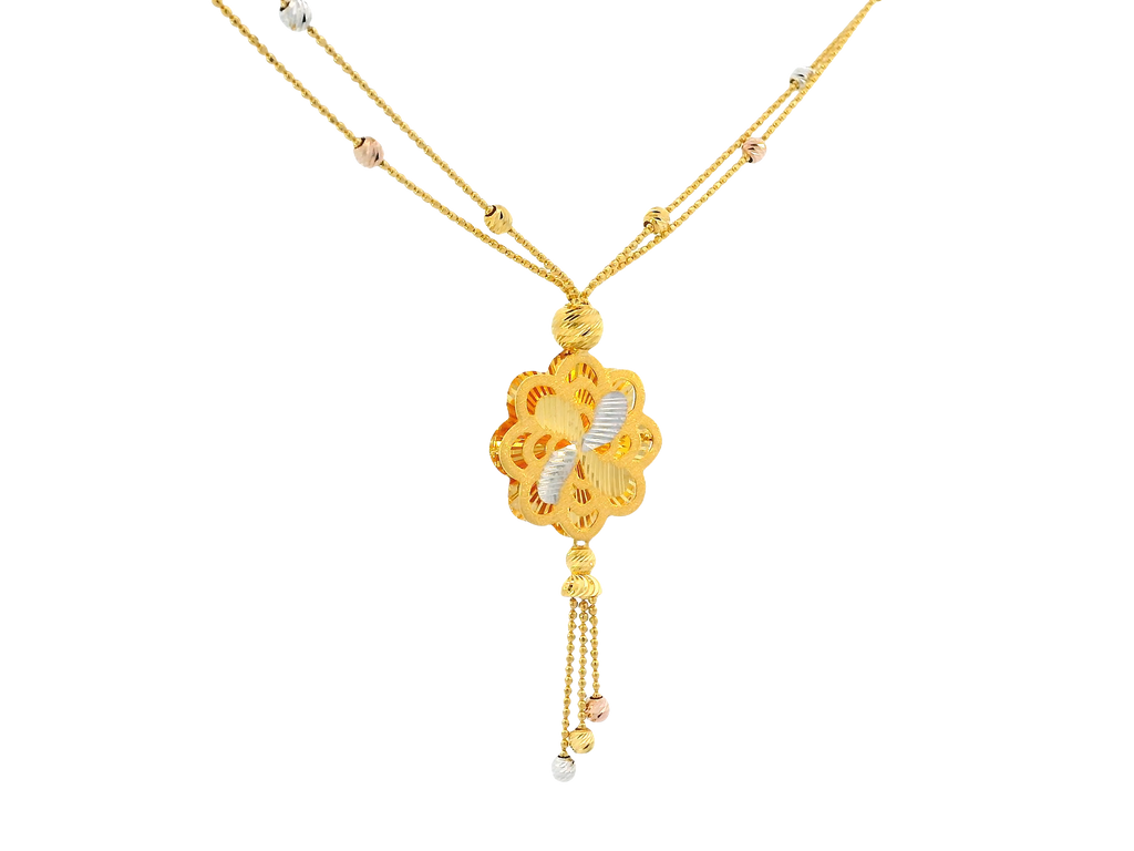 22K Tri-Color Gold Chain – Yellow, White &amp; Rose Gold