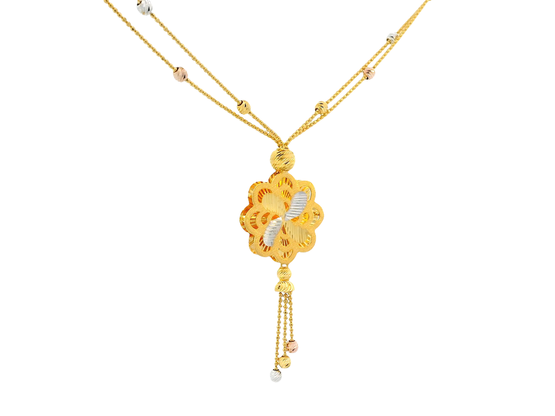 22K Tri-Color Gold Chain – Yellow, White &amp; Rose Gold