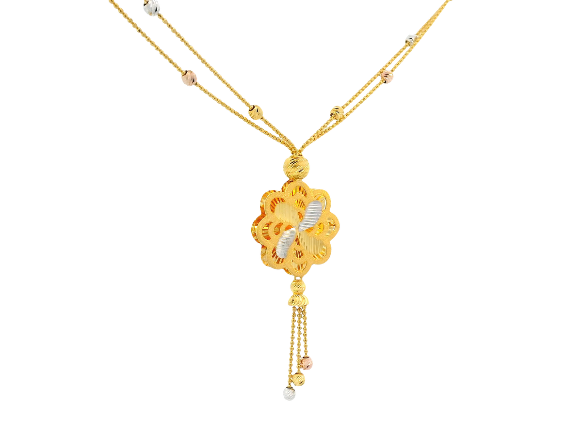 22K Tri-Color Gold Chain – Yellow, White &amp; Rose Gold