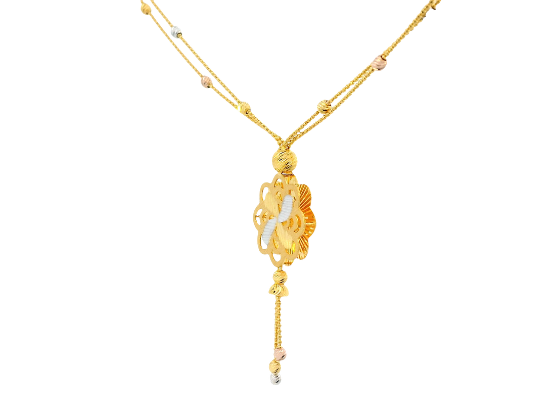 22K Tri-Color Gold Chain – Yellow, White &amp; Rose Gold