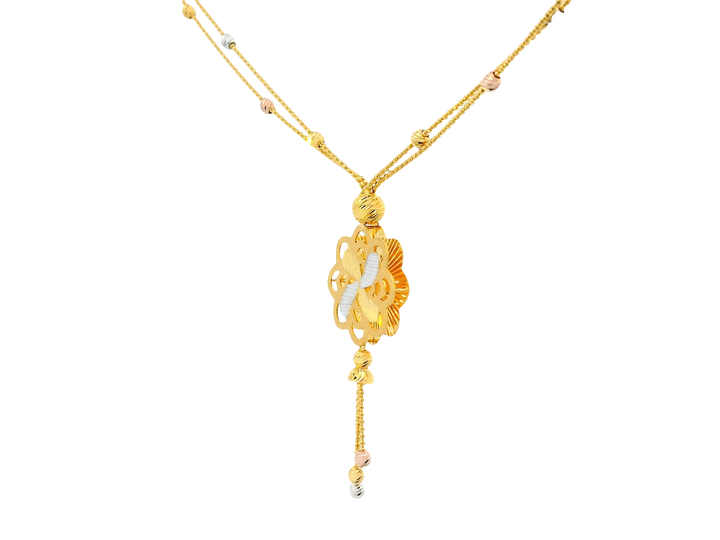 22K Tri-Color Gold Chain – Yellow, White &amp; Rose Gold