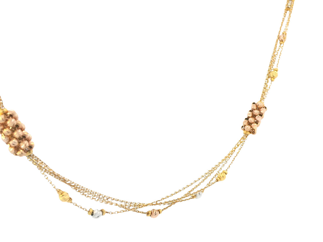 22K Tri-Color Gold Chain – Yellow, White &amp; Rose Gold