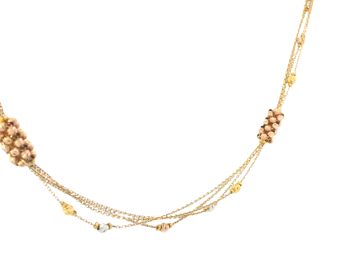 22K Tri-Color Gold Chain – Yellow, White &amp; Rose Gold